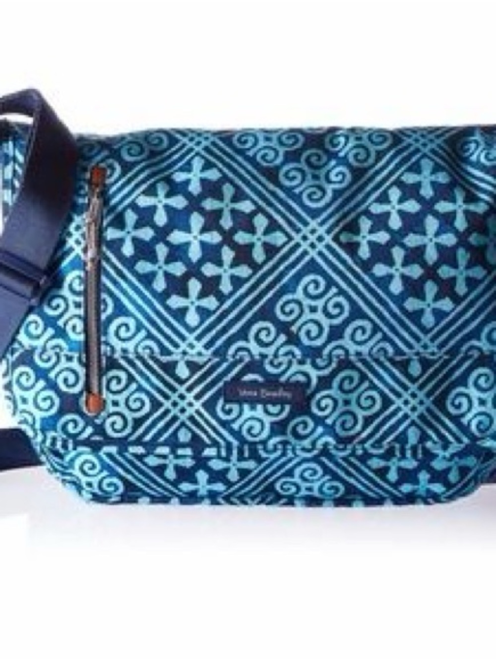 Vera Bradley Laptop Messenger Cuban Tiles Blue /Teal Patterned Crossbody Bag